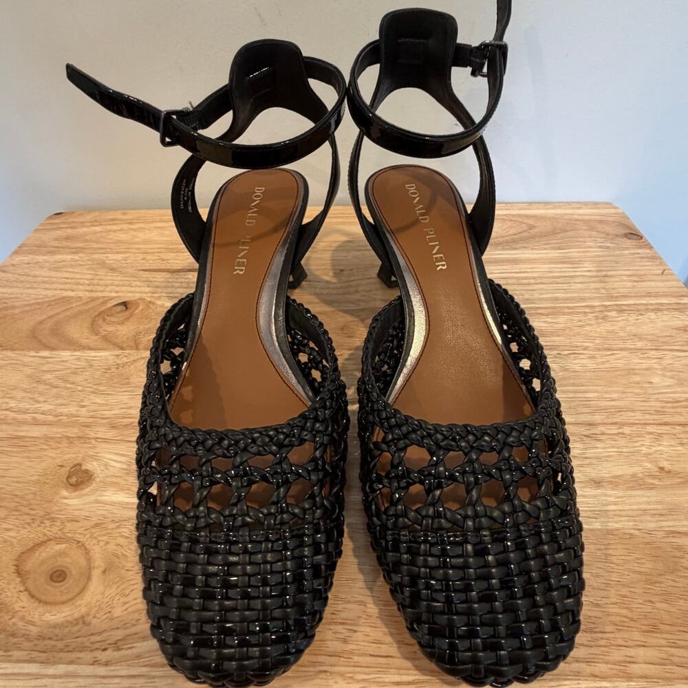 Donald Pliner Nappa Sandal Black 8.5 Formal Wedding Guest Summer Fall - Picture 2 of 9